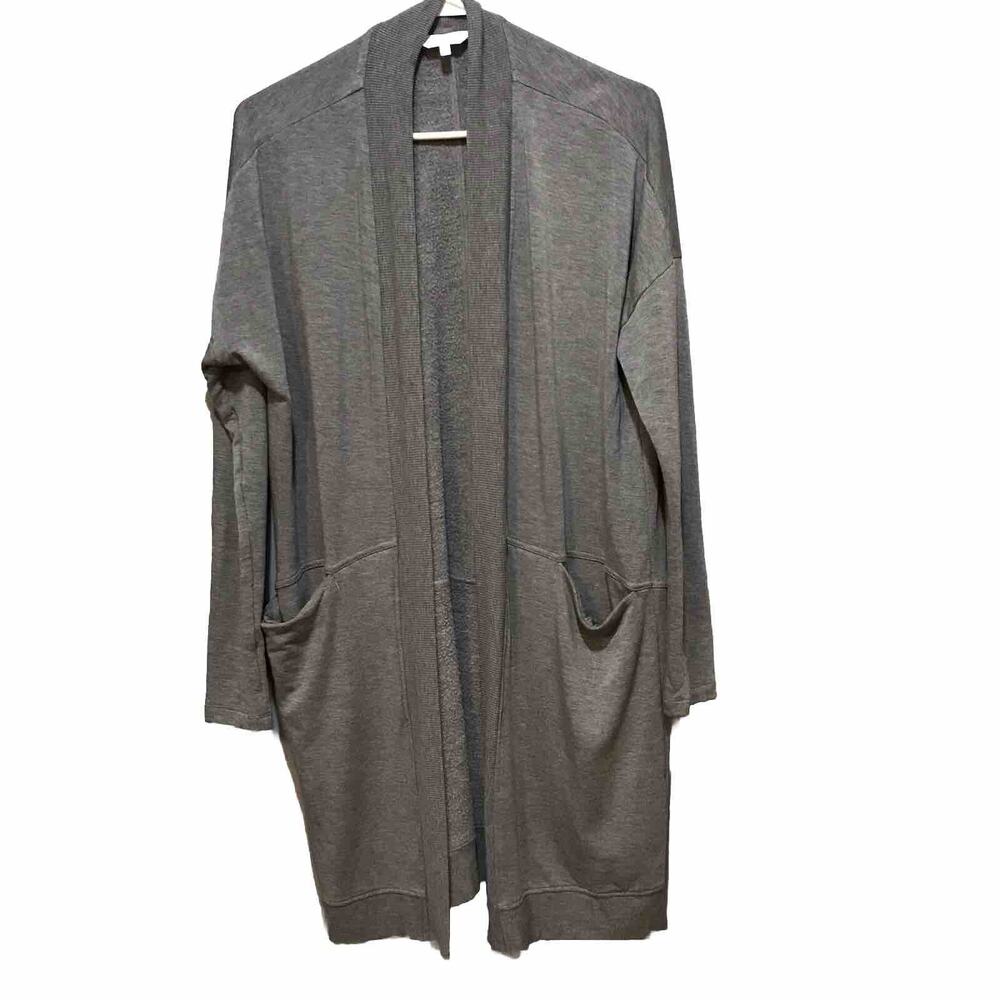 Soma Wknd Gray Knit Cardigan Comfy Lounge Sweater Size S Small Jersey Pockets